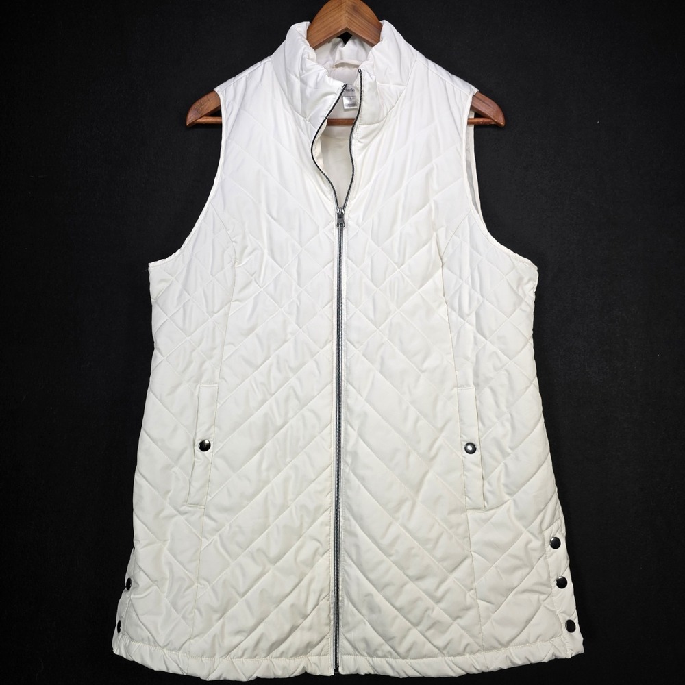 NICE! CJ Banks Full Zip Quilted Puffer Vest Womens 1X White Outdoor Gorpcore